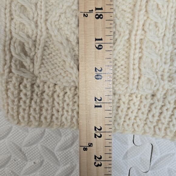 VTG Irish Knit Fisherman Sweater 100% Wool Cardigan Ivory Chunky Womens XS Small - Picture 9 of 10